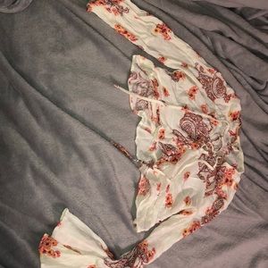 Lace up floral crop top